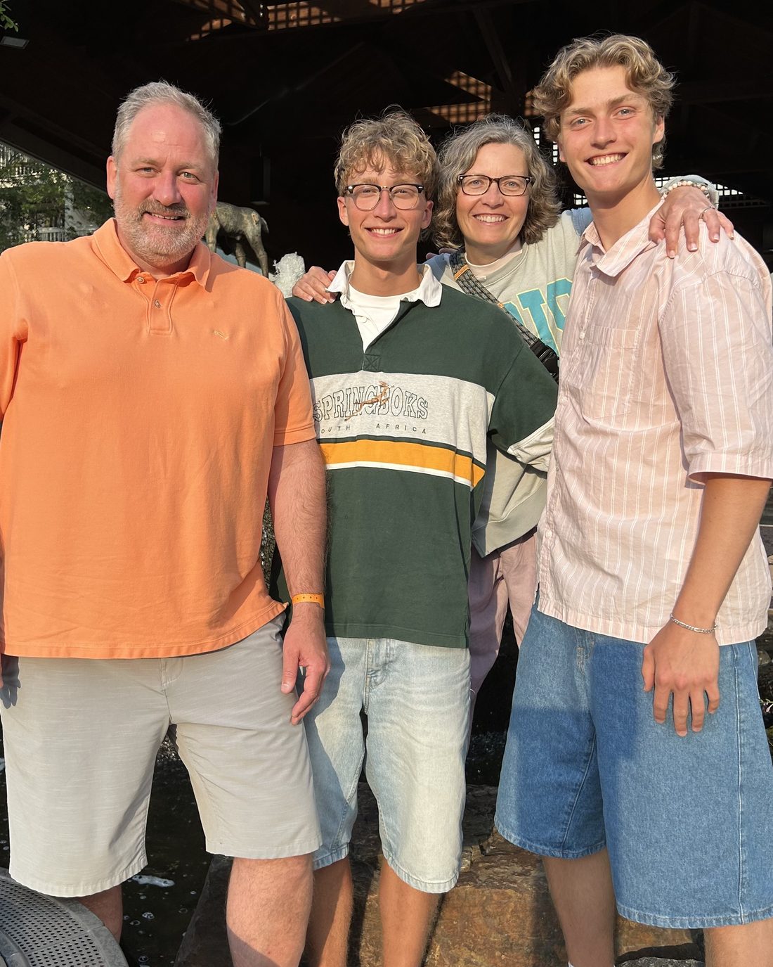 Erik Gordon with his wife and two sons